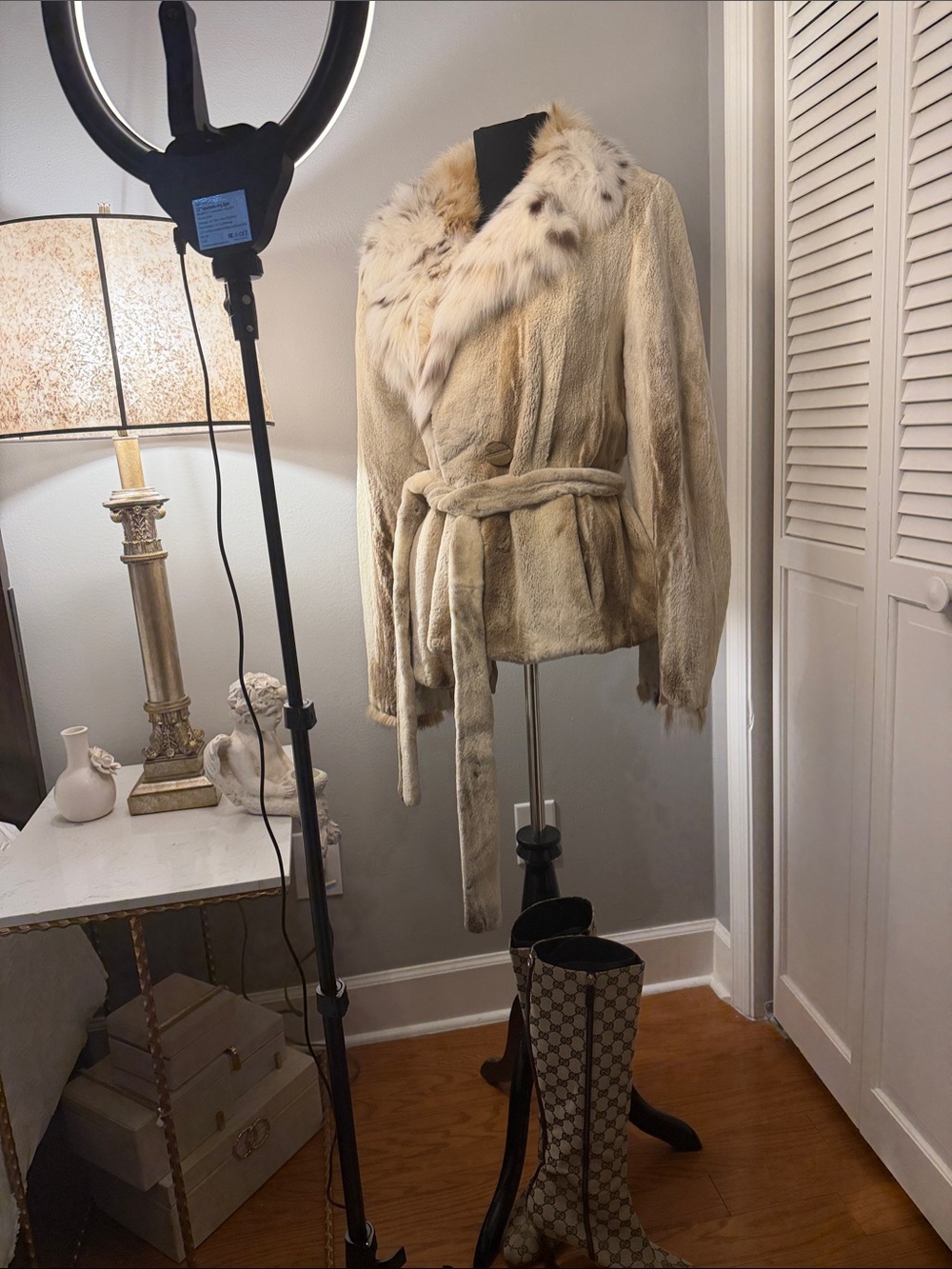 Authentic SNOW LYNX Women's silk lined Wrap Jacket with Belt by MalaMATI FUR